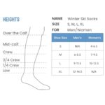 SAMSOX 2-Pair Merino Wool Ski Socks, Gray/Black L