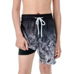 IRELIA 2 Pack Boys 2 in 1 Swim Trunks Boxer Brief Liner Compression Swimming Shorts Quick Dry Swimwear A0207 14-16