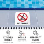 No Diving Vinyl Adhesive Pool Depth Marker, (SI-7450) 6×6 inches, Pool Marker Anti Slip, Made in USA by Sigo Signs