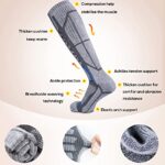 WEIERYA Ski Socks 2/3 Pairs Pack for Skiing, Snowboarding, Outdoor Sports Performance Socks Retro Black Grey Blue L 3 Pairs