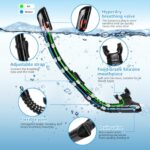 Snorkeling Gear for Adults, Snorkel Mask Adult Set Wide View Scuba Mask Anti-Leak and Anti-Fog Tempered Glass Lens Dry Top Mask Nose Cover for Youth (Black)