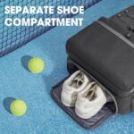 G4Free Tennis Bag, Large Tennis Backpack for Women Men with Shoe Compartment, Racket Bags For Tennis, Pickleball, Squash, Black