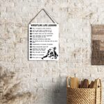 Xiolcxdr Inspirational Sign Decor Wrestling Life Lessons Wooden Sign Plaque Wall Hanging Motivational Sports Print Artwork 8”X10” Home Office Decorations…