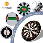 HoveBeaty Dart Board, Dart Game Set with 6 Metal Darts and Double-Sided Flocking Dartboard (18 Inches)