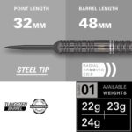TARGET Darts Ares 23G Tungsten Steel Tip Darts Set – 6 Pro Grip Shafts – 9 Pro Ultra Flights – Dart Wallet – Dart Counter App Coupon Bundle