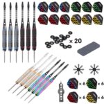 Turnart Darts Metal Tip Set – Steel Tip Darts Darts Set Professional Metal Darts Dart Board Set 12 Pcs 24 Gram 20 O-Rings Aluminum Darts Shafts 24 Extra Flights Darts Tool (Colorful)