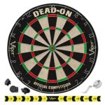 Viper by GLD Products Dead On Sisal Dartboard, Two Sets Starter Darts, Throw Line, Viper Defender, Black