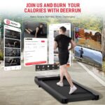 DeerRun 2024 Upgrade Smart Compact No-Assembly Walking Pad, 2.5HP Powerful Quiet Under Desk Treadmills for Family, Portable Treadmill with APP & Remote Control, 300 lbs Capacity (Black)