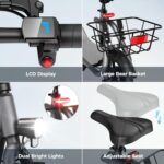 Jasion Electric Scooter with Seat, 650W Peak Motor 20 Miles Ranges 20MPH Max Speed, Foldable Electric Scooter for Adults, E Scooter for Commuting with Basket (JS3)