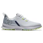 FootJoy Men’s FJ Fuel Sport Golf Shoe, White/Navy/Bright Yellow, 10.5 Wide