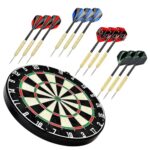 Dartboard with Staple-Free Bullseye Easily Recognizable Numbers 18g Steel Tip Darts Set 12 Steel Tip Darts 18g Dartboard Mounting Kits Included EVA Surround Not Included
