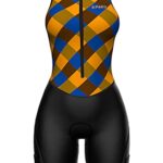 Sparx Women Triathlon Suit Tri Short Racing Cycling Swim Run (XL, Golden Check)