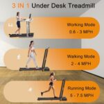 Walking Pad Treadmill, Wenoker Under Desk Treadmill with Handle Bar, Portable Foldable Walking Pad for Home/Office, 3 in 1 Folding Compact Desk Treadmill with Remote Control, Free Installation,300 Lbs