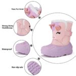 MORENDL Unicorn Toddler Girls’ Waterproof Insulated Lightweight Faux Fur Snow Boots in Purple/Pink Size 9