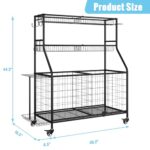 WUC Garage Sports Equipment Organizer, Garage Ball Storage, Ball Storage Rack, Garage Organizer for Garage with Basket and Hooks, Rolling Sports Ball Storage Cart for Toy Sports Gear Storage, Black
