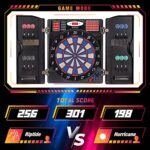 WIN.MAX Electronic Dart Board Cabinet Set, LED Electric Digital Soft Tip Dart Boards for Adults with Cabinet, up to 16 Players, 38 Games and 211 Variations with 12 Soft Tip Dartboard Set (Woodgrain)