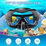 WHOHOLL Snorkeling Gear for Adults, Anti-Fog and Anti-Leak Dry Snorkel Set, 180°Panoramic Wide View Diving Mask Snorkel Kit for Snorkeling Scuba Diving Swimming Travel