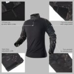 SANYETS Mens Tactical Shirt, Long Sleeve Camo Shirt, 1/4 Zip Combat Shirt with Pockets, Black Pullover Military Top and Cap Gloves Balaclava, Airsoft Tactical Gear, XL