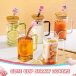 10mm for Stanley Straw Topper, 10Pcs Cheerleading Straw Cover Cap for Stanley 30&40 Oz Tumbler, Funny Reusable Straw Tip Covers for Stanley Cup Accessories (10Pcs Straw Cover Pink)