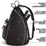 Athletico Sling Bag – Crossbody Backpack for Pickleball, Tennis, Racketball, and Travel for Men and Women (Black)