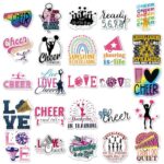 Cheerleader Stickers Pack, 50PCs, Vinyl Decals, Pink Cheering Girl Stickers for Hydro Flask, Laptop, Water Bottle, Stickers for Kids, Toddlers, Teens, Girls(Cheer Cheer)