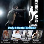 69” Standing Punching Bag for Adults with Stand, Heavy Bag Boxing Equipment Kicking Bag Inflatable Kick Boxing Bag with Stand for Training MMA Muay Thai Fitness