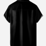 QIVICIMA Men’s Retro Bowling Shirts 50s Vintage Button Down Shirts Color Block Active Shirts Flamingo Print Shirt Flamingo Beer L