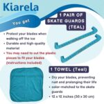 Kiarela Ice Skate Guards for Figure Skating and Towel Gift Set – Skate Blade Guards and Towel – Fits Kids’ and Adults’ Skates (Teal)
