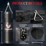 Vensmuste Punching Bag for Adults, 4FT Oxford Heavy Boxing Bag Set, Punching Bag with 12OZ Boxing Gloves, Chains, Hand Wraps, etc. Suitable for MMA Karate Kickboxing Boxing – Unfilled