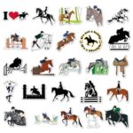 Equestrian Stickers for Water Bottle,Waterproof Vinyl 50pcs Stickers for Laptop Computer Phone Bumper Skateboard Luggage Decals for Teens Kids Girls