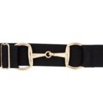 Dielianyi 1.5-inch Elastic Equestrian Belt Bit Buckle Leather Key Strap for Horseback Riding Equestrian Sports (Gold)