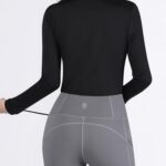 Harrison Howard Women’s Equestrian Sweat Absorption Quick Drying Horse Riding Long Sleeve Shirt 1/4 Zip Base Layer Black Medium