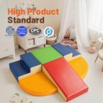 TODIBY 6-Piece Soft PU Leather Toddlers Climbing Toys, Baby Foam Climbing Blocks for Toddlers, Foam Play Gym Climber Structures for Toddler 3, Indoor Climb and Crawl Activity Play Set