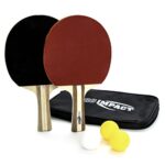 Pro Impact Ping Pong Set – 2 Professional Wooden Paddles, 3 Table Tennis Balls & Carry Case – Indoor/Outdoor Racket Kit for Beginner & Intermediate Players, Kids & Adults