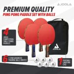 JOOLA Advanced Premium Ping Pong Paddles Set of 4 – Professional Table Tennis Paddles, 6 Advanced Training 3 Star Ping Pong Balls, and Carrying Case – Tournament Level – Indoor and Outdoor Compatible