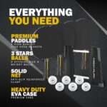 TRICKPLAY Professional Ping Pong Net for Any Table | Portable Anywhere Table Tennis Set with Retractable Net, 2 and 4 Paddle Set, 3-Star Balls, Fitted Storage Case (4 Player Set)