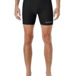 Runhit Swim Jammers for Men Square Leg Quick Dry Athletic Solid Brief Swimsuit UPF 50+ Compression Swimming Shorts Black