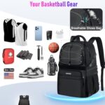LOINTET Basketball Bag Backpack with Ball Holder Shoes Compartment, Large Basketball Accessories Sports Bag More Pockets for Football, Soccer, Volleyball, Gym, Travel, Black