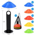 FGBNM 25 Pack Disc Cones, Agility Soccer Cones with Carry Bag and Holder, Soccer Cones for Sports Training, Football, Soccer, Basketball, Coaching, Practice Equipment, 5 Color