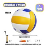 Magicorange Volleyball, 1 Pack Official Size 5 Soft Touch Recreational Volleyballs- PU Leather Indoor Outdoor Volleyballs for Beach Play, Game,Gym,Training -Includes Ball Pump (Blue Yellow)