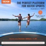 VEVOR Recreational Water Trampoline 15ft, Inflatable Water Bouncer, Portable Bounce Swim Platform with Electric Air Pump & 3-Step Ladder, Kids Adults Floating Rebounder for Water Sports, Pool, Lake