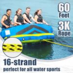 Boat Tow Rope 3K 60ft, Towable Floating Ropes for Water Ski Skiing Tubing Tubes Boating Wakeboard Towing Pull Thick Wakesurf Inflatables Tough Sports Line Watersports Kneeboard Surfboard Accessories