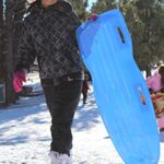 Slippery Racer Downhill Xtreme Flexible Adults and Kids Plastic Toboggan Snow Sled for Up to 2 Riders with Pull Rope and Handles, Red