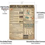 NEGLAI Water Polo Knowledge Metal Signs Poster, Vintage Decorations Wall Art Decor 16×12 Inches