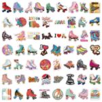 55Pcs Roller Skating Stickers for Kids,Love Rollerblade Waterproof Vinyl Decals for Cup Water Bottles Laptop Luggage Computer Mobile Phone Guitar Skateboard Luggage Phone Case Bicycle Decoration