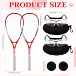 2 Pack Beginner Squash Racquet Set Includes Racquets with Racket Bags Anti Fog Goggles Cases Blue Dot Ball Indoor Gym Sports for Beginners Novice Training Recreational Play