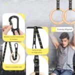 GHB Gymnastic Rings Wooden Gym Rings 1.25″ Olympic Rings Adjustable Straps Pull Up Rings Sets for Workout Bodyweight Fitness Training