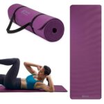 Gaiam Essentials Thick Yoga Mat Fitness & Exercise Mat with Easy-Cinch Carrier Strap, Purple, 72″L X 24″W X 2/5 Inch Thick, 10mm