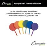 Champion Sports 7-inch Racquetball Foam Paddle Set of 6 – Assorted Colors