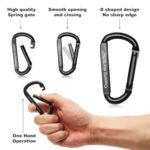 Carabiner Clip?855lbs?3″ Iron Heavy Duty Caribeaners for Hammocks,Camping Accessories,Hiking,Keychain,Outdoors and Gym etc,Spring Snap Hook Carabiners for Dog Leash,Harness and Key Ring,2 PCS,Black